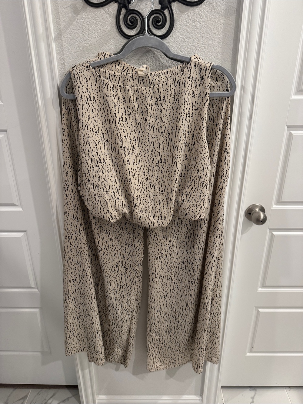 Tyche Beige Black Speckled Jumpsuit Pantsuit
